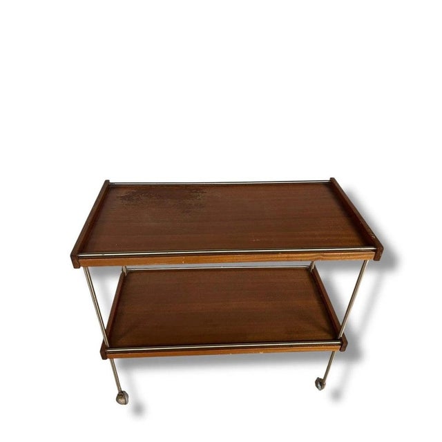 Vintage Teak & Chrome Drinks Cart For Sale - Image 6 of 9