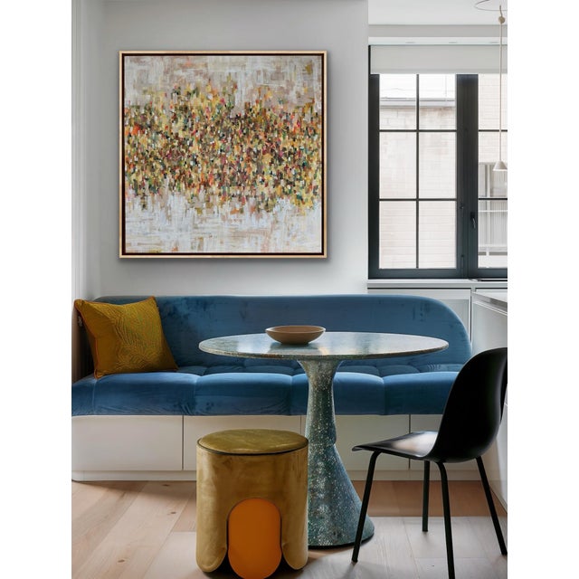 Off-white Framed Abstract Painting Titled Pixelvision by Pamela Harmon For Sale - Image 8 of 12