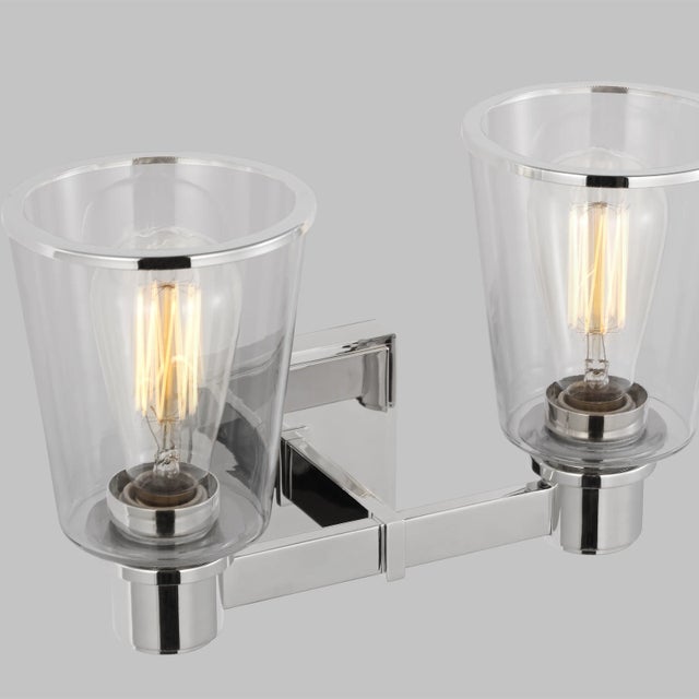 Metal Chapman & Myers by Visual Comfort Studio Alessa 2-Light Bath Vanity Sconce in Polished Nickel For Sale - Image 7 of 10
