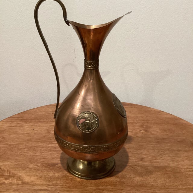 Asian Vintage Late 20th Century Copper and Brass Pitcher Vessel For Sale - Image 3 of 13