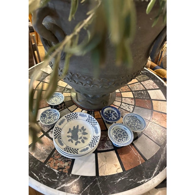 Set of Blue-and-White Patterned Porcelain Side Dishes or Bowls For Sale - Image 10 of 10