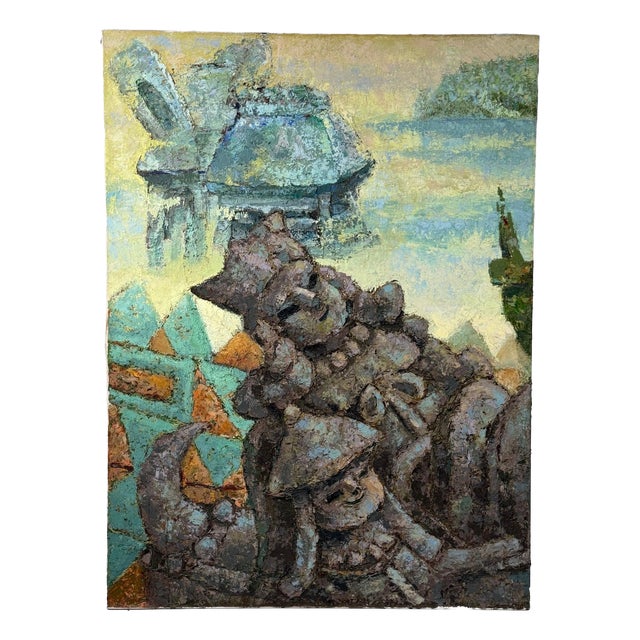 Takahashi Yoshikazu, Haniwa Figures, 1980s, Oil on Canvas For Sale
