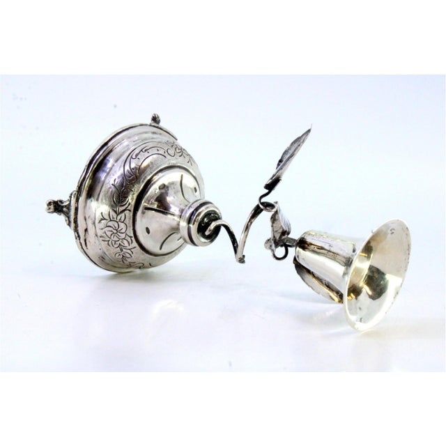 Silver Toothpick Holder with Chalice Applications on Climbing Plant Base with Raised Leaves For Sale - Image 5 of 7