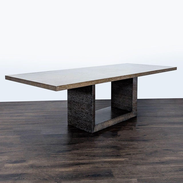 Brown Moniker Home Modern Extendable Dining Table With 8 Restoration Hardware Leather Chairs For Sale - Image 8 of 17