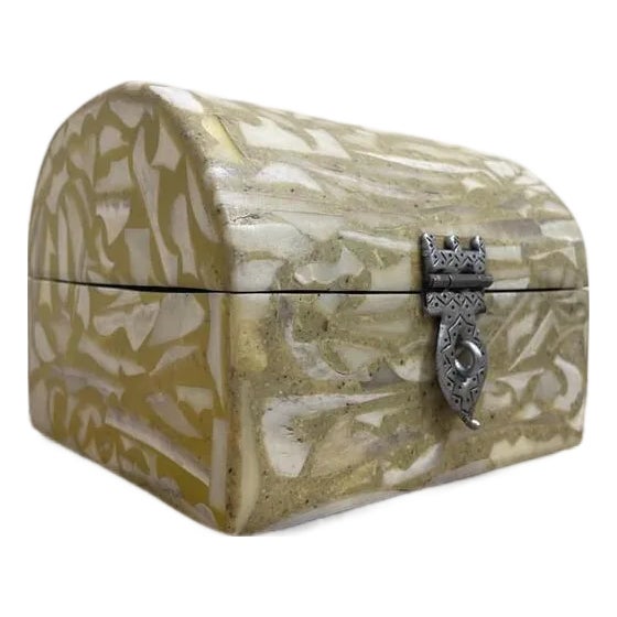 Handmade Wooden Box With Metal and Resin–Unique Decorative Storage Chest for Jewelry & Keepsakes For Sale