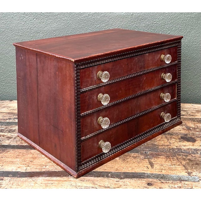 Vintage Bead Trim Table Top Chest of Drawers For Sale In West Palm - Image 6 of 12