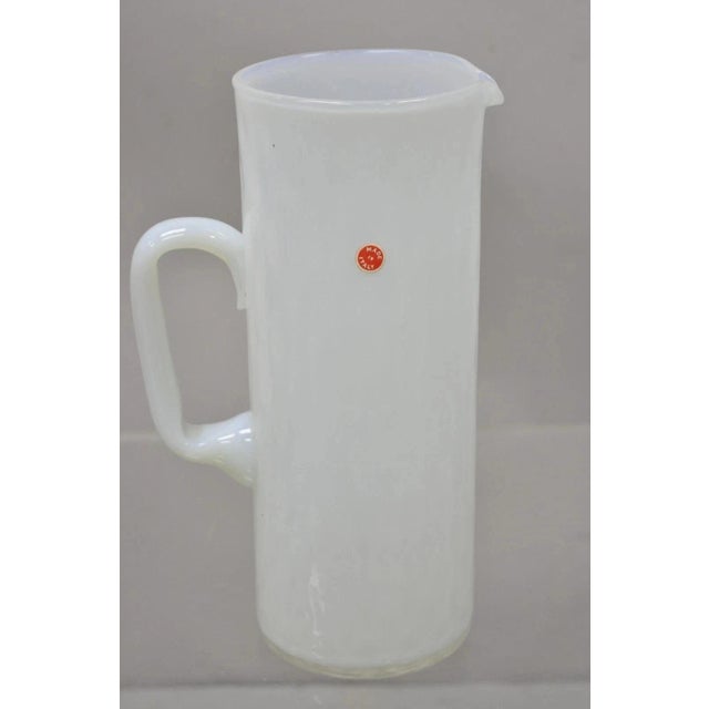 Glass Vintage Murano White Italian Venetian Mid Century Modern Glass Water Pitcher For Sale - Image 7 of 10