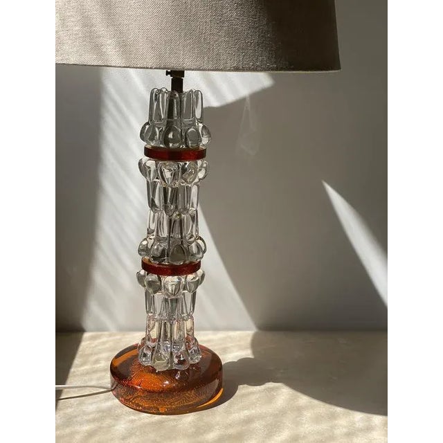 Orrefors Stacked Crystal Lamp Attributed to Orrefors, 1960s For Sale - Image 4 of 9