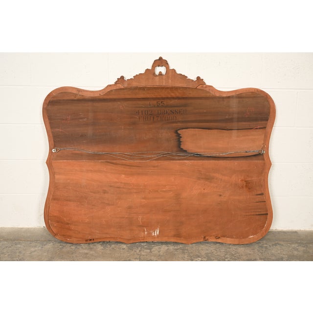 Brown Romweber Style French Provincial Louis XV Carved Fruitwood Wall Mirror, 1950s For Sale - Image 8 of 10