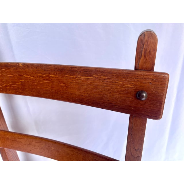 Vintage 1950s French Oak Ladder-Back Rush Seat Chairs - Set of 6 For Sale - Image 11 of 16