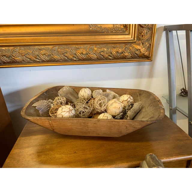 Wood Vintage Folk Art Wood Dough Trencher Bowl For Sale - Image 7 of 8