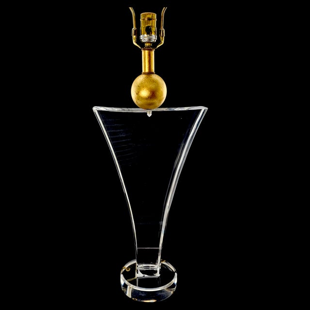 Postmodern Wescal Sculptural Lucite & Gold Leaf Accent Lamp For Sale - Image 13 of 15