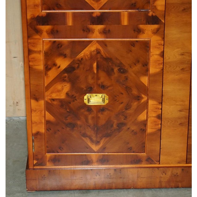 Brown Vintage Military Campaign Burr Walnut Wardrobe with Internal Shelves For Sale - Image 8 of 18