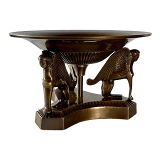 Vintage Neoclassical Revival Bronze Sphinx Centerpiece Bowl For Sale