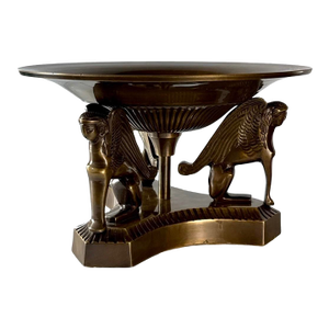Vintage Neoclassical Revival Bronze Sphinx Centerpiece Bowl
