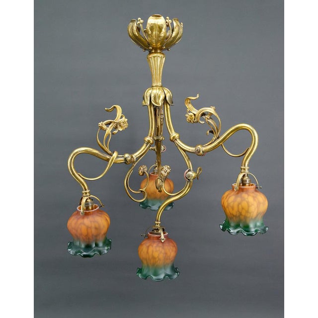 Art Nouveau Chandelier in Gilt Bronze, 1890 For Sale - Image 18 of 18