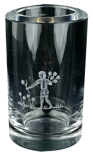 Etched Crystal Bud Vase from Orrefors, Sweden, 1950-1960s