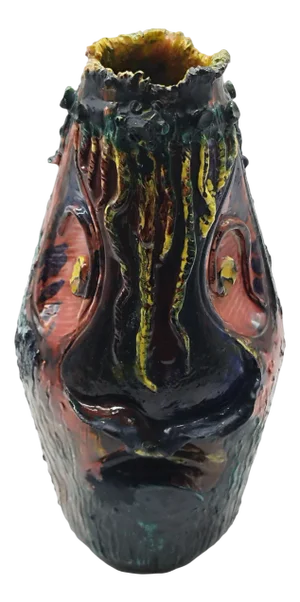 Multicolor Ceramic Vase with Face by Giuseppe Marinucci for Fama Ascoli, 1970s