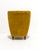 A single bedroom armchair with a pleasing shape. Upholstered in smooth mustard velvet with a tufted finish. Wooden legs.