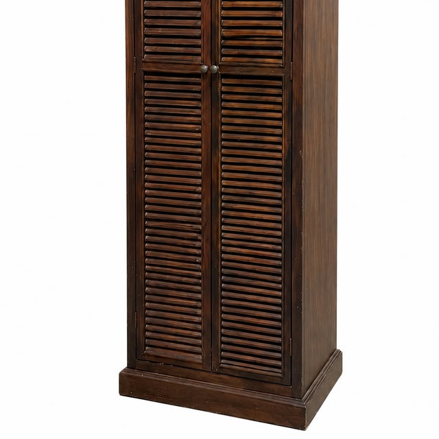 2010s Reclaimed Wood Two-Door Louvered Storage Cabinet For Sale - Image 5 of 9