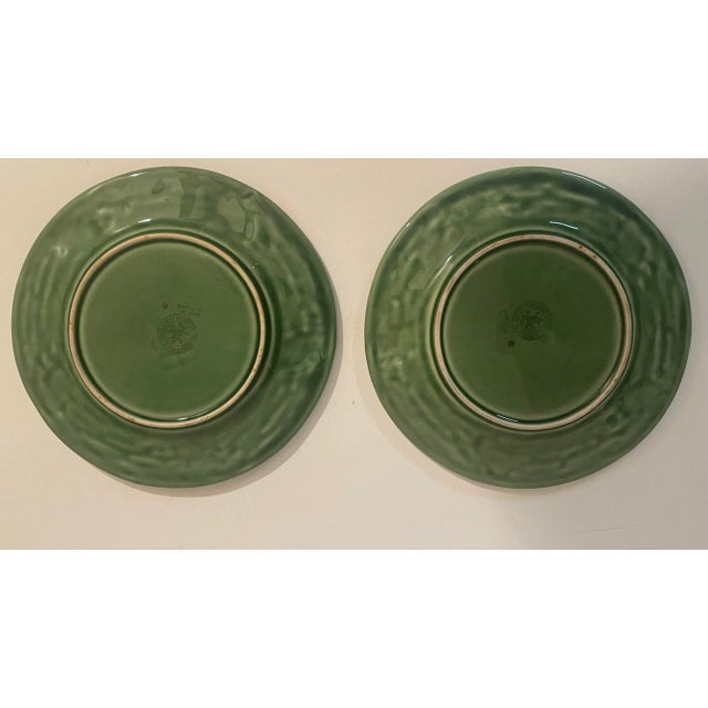 Green Bordallo Pinheiro Majolica Plates Green Oak Leaf Acorn - Set of 6 For Sale - Image 8 of 10