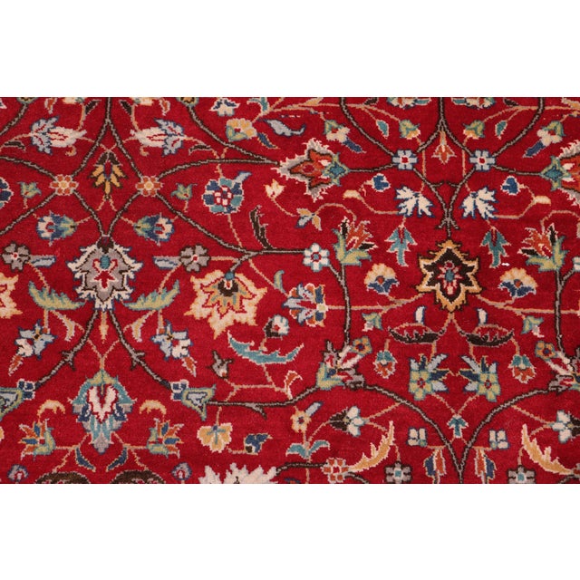 Traditional Floral 1990's Pak-Persian Red/Teal Wool Rug - 9'0'' X 12'0'' For Sale In New York - Image 6 of 9
