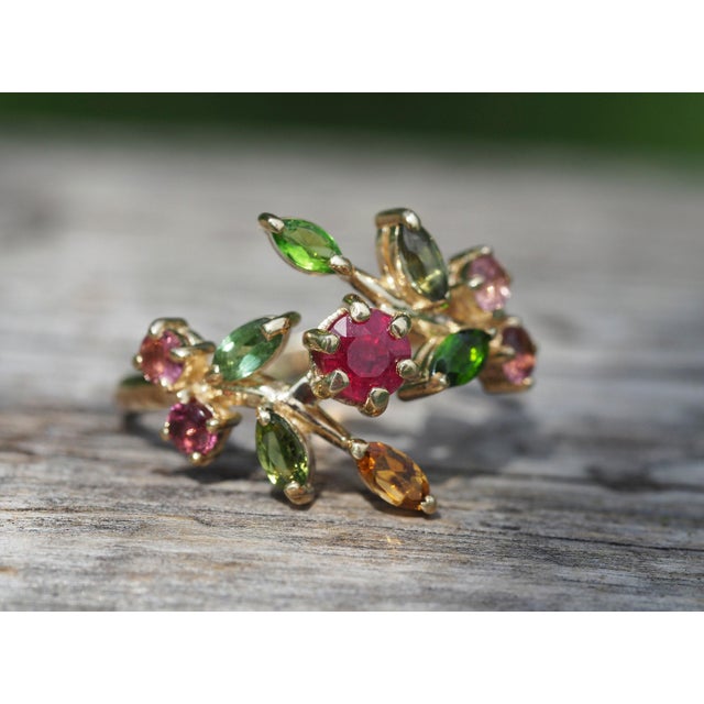 Multicolor Automn Color Gemstone Ring in 14k Gold Size 5.75 (All Sizes Available) For Sale - Image 10 of 10