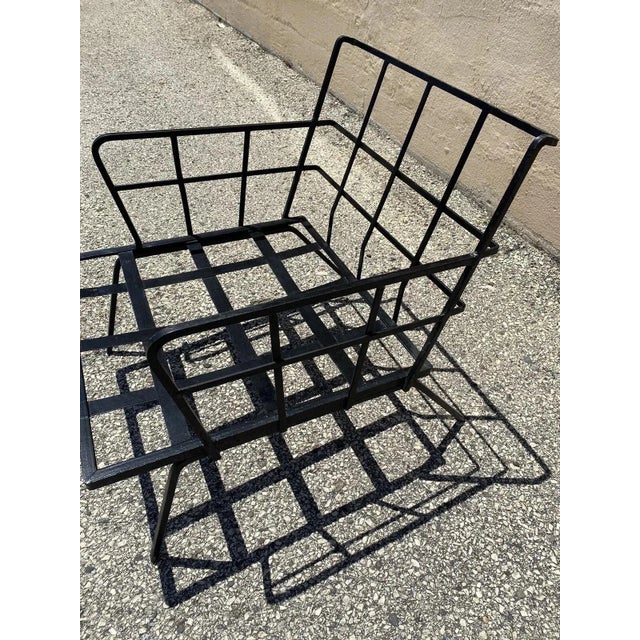 Black Vintage Mid Century Modern Wrought Iron Arthur Umanoff Style Lounge Chair For Sale - Image 8 of 11