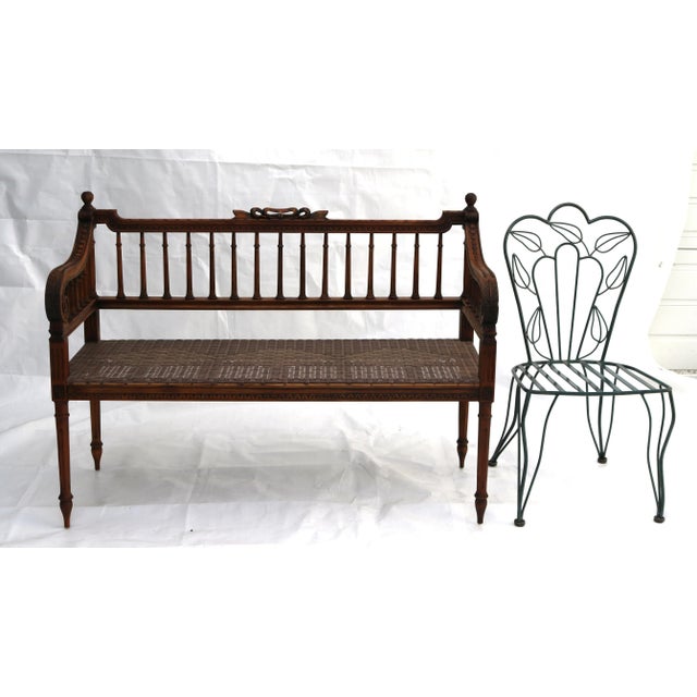 Late 20th Century Louis the XVI Style Maitland-Smith Carved Garden Settee For Sale - Image 10 of 11