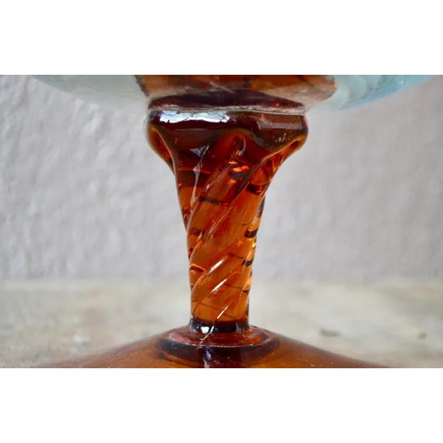 Beautiful and very large vase or glass cutting of Empoli. Facette size, two-tone. Beautiful decoration, vase or table...