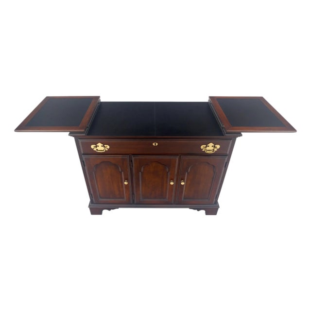 Flip Top Serving Bar cabinet Solid Cherry Bracket Feet MINT For Sale