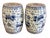 Chinoiserie Chinoiserie Porcelain Blue and White Dancing Foo Dogs Garden Stools - A Pair For Sale - Image 3 of 7