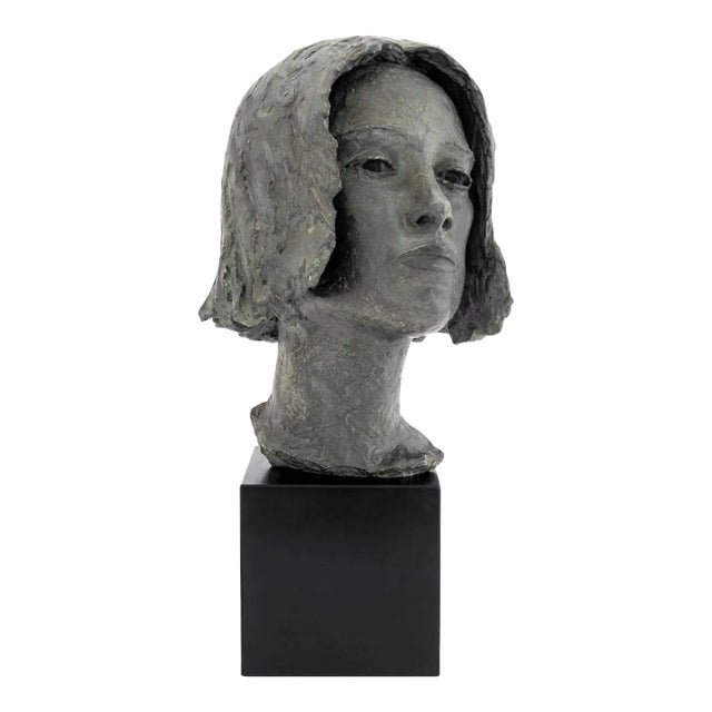 Lily Landis Bronzed Spelter Female Portrait Bust For Sale