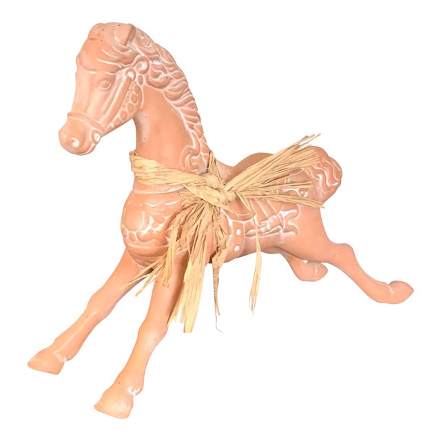 1989 Vintage Terra-Cotta Horse Figure, Marked For Sale