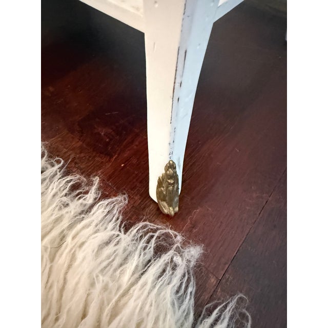 Bodart Furniture White Painted Side Table With Wood Top by Bodart For Sale - Image 4 of 6