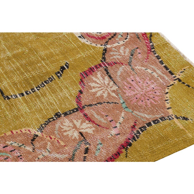 Vintage Zeki Müren Rug in Chartreuse With Floral Medallion, From Rug & Kilim For Sale In New York - Image 6 of 8