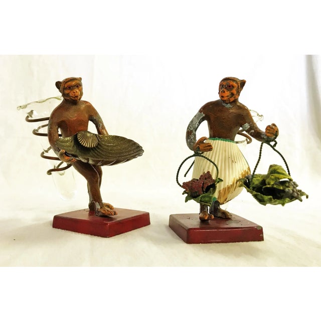 Vintage Petite Choses Cold Painted Monkey Vases- a Pair For Sale - Image 13 of 13