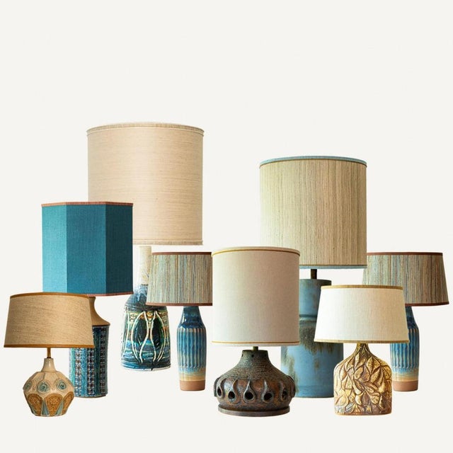 One of the seven ceramic table lamps, 1970s. This set brings a rich visual appeal to any interior. with its beautiful...