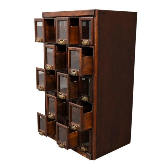 Victorian Oak Apocathary Cabinet With 20 Glass-Front Drawers C1900 For Sale - Image 3 of 8