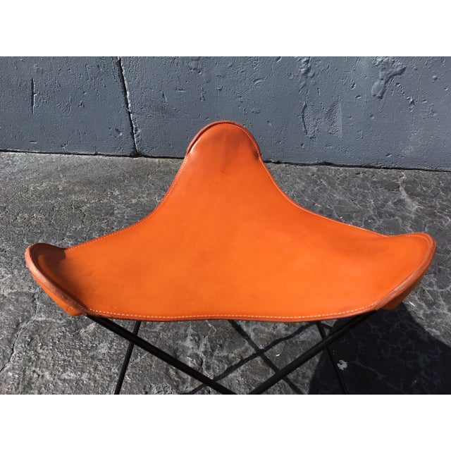 Knoll Early 21st Century Black Iron & Cognac Saddle Leather Stool For Sale - Image 4 of 13