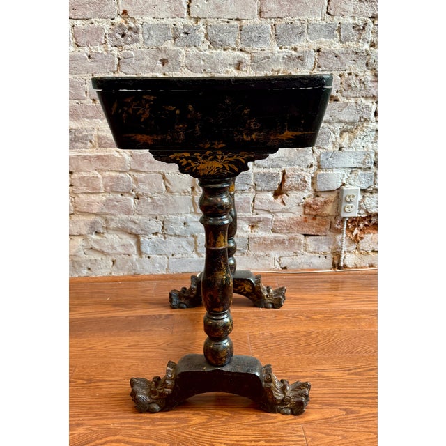 19th Century Victorian Chinoiserie Style Sewing Table For Sale - Image 11 of 16