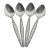 1960’s Four Venetia Teaspoons Tea Spoon Mid Century Modern Stainless Steel Oneida Community Matching Scroll Matching Set Black Detail For Sale