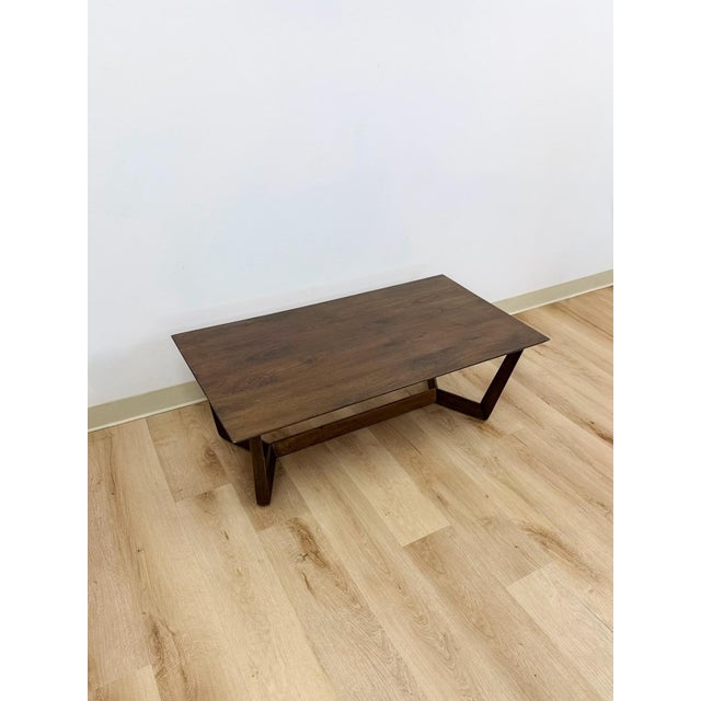 2000 - 2009 Vintage Style Williams Sonoma Home Dark Walnut Coffee Table MCM Wood For Sale - Image 5 of 11