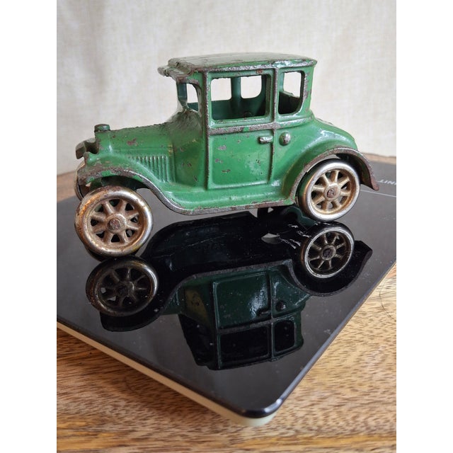 Antique Arcade Cast Iron Ford Model T Coupe Green Toy Car 5" Freeport Ill 1920s For Sale - Image 16 of 18