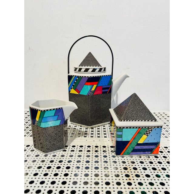 Ceramic 1990s Barbara Brenner for Rosenthal Scenario Metropol Memphis Style Porcelain Tea Set For Sale - Image 7 of 11