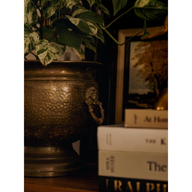 Vintage Hammered Brass Hollywood Regency Cachepot Planter For Sale - Image 13 of 13