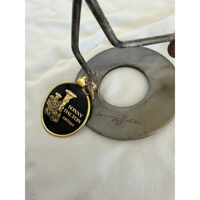 Vintage Sonny Dalton Signed Found-Metal Runner Sculpture With Original Tag For Sale - Image 4 of 7