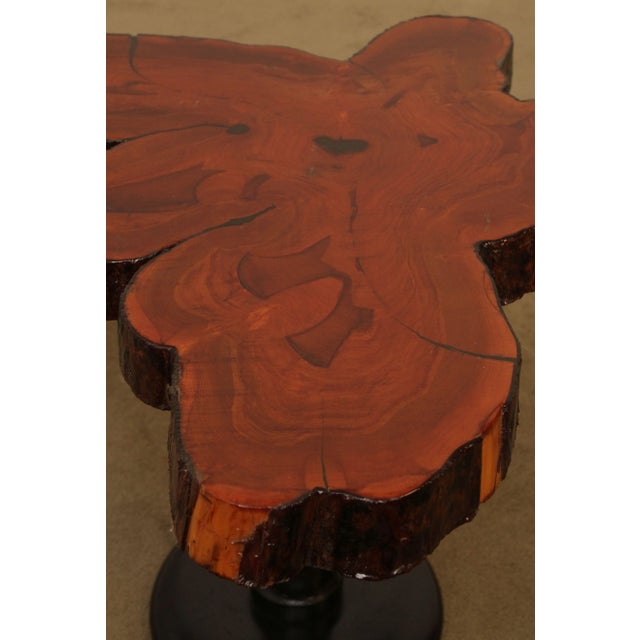 Live Edge Slab Wood Pedestal Side Table For Sale - Image 12 of 13