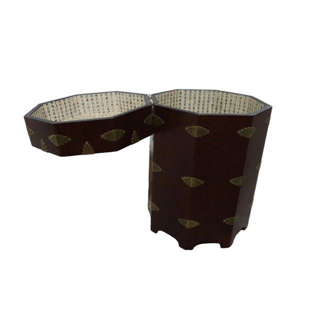 Mid 20th Century Octagonal Korean Wooden Chest/Hat Box With Brass Hardware For Sale In Portland, OR - Image 6 of 9