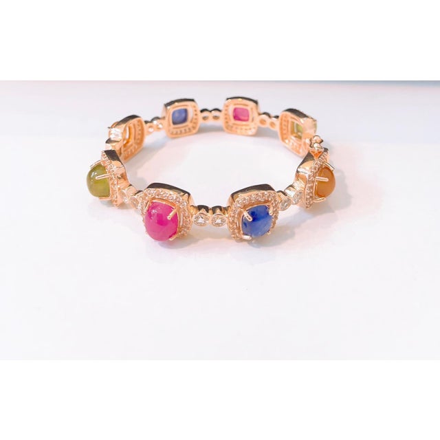 Late 20th Century Bochic “Capri” Vintage Ruby, Multi Sapphire & Diamond Set 18K Gold & Silver For Sale - Image 5 of 16